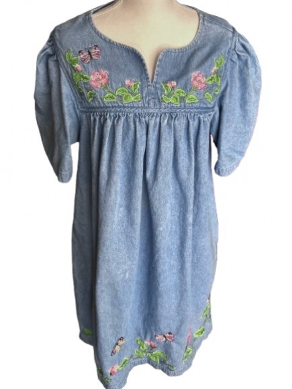 BECHAMEL Petites Mumu Embroidered Butterflies Flowers Floral House Dress Boho